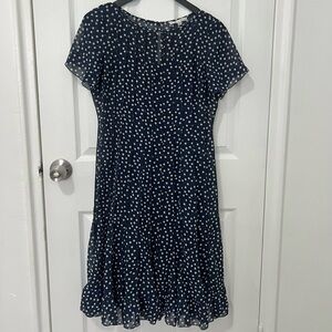 Sandra Darren Womens Blue Polka Dot Slip Sun Dress with lined slip Size 10